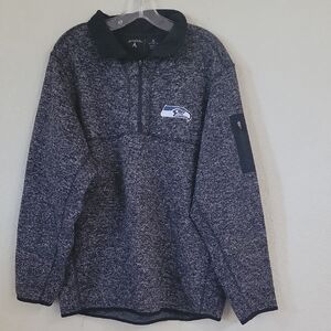 Antigua Men's Charcoal and Black Zip-Up Sweater